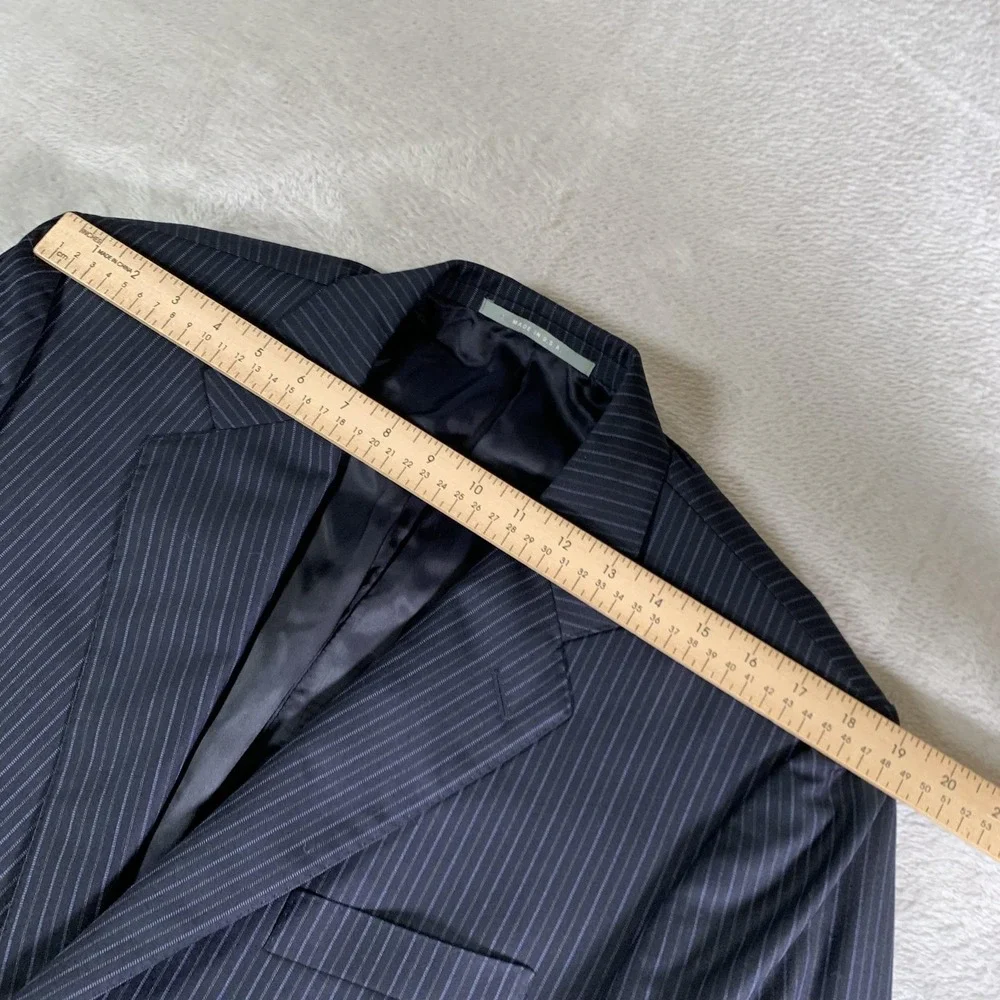 Hickey Freeman‎ Suit Jacket Mens 42R Blue Pinstripe Super 130s Wool Made USA